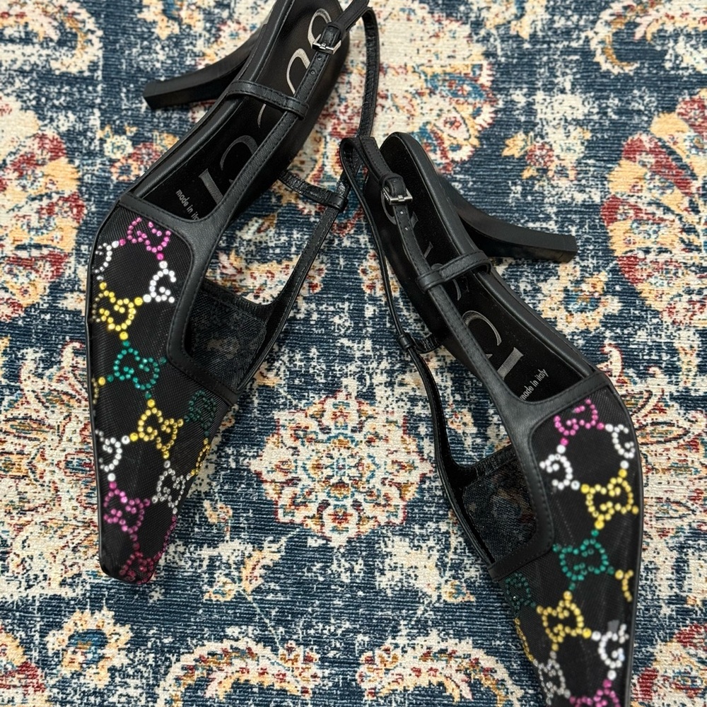 Gucci Mesh Patterned Slingback Heels